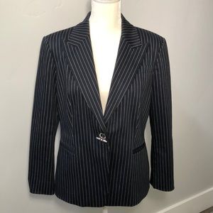Michael Michael Kors Navy Blue Pinstriped Blazer